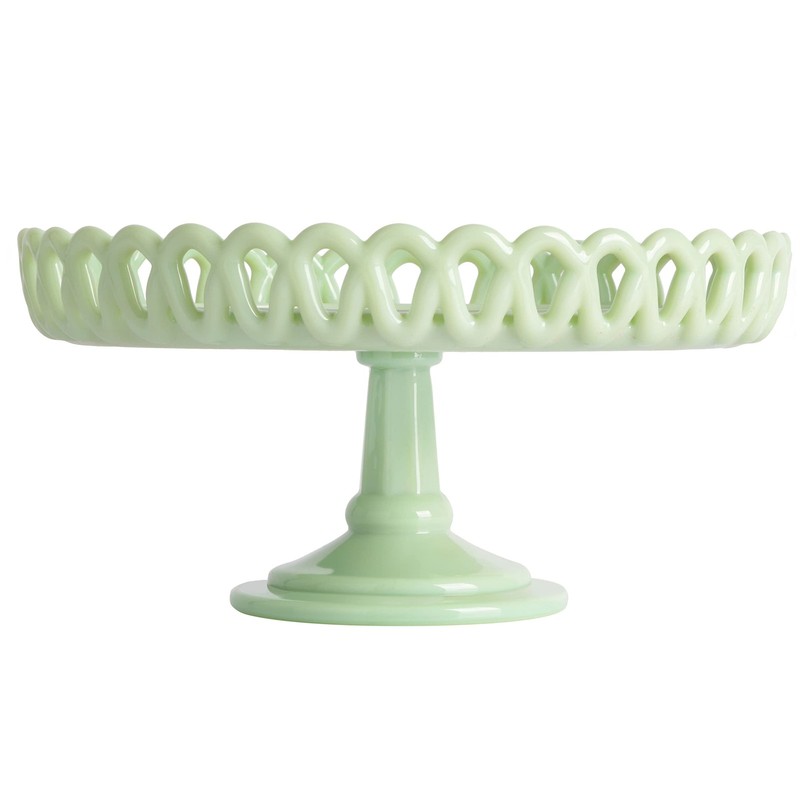 Highbrook 8.5" Handmade Jadeite Glass Cake Stand gallery