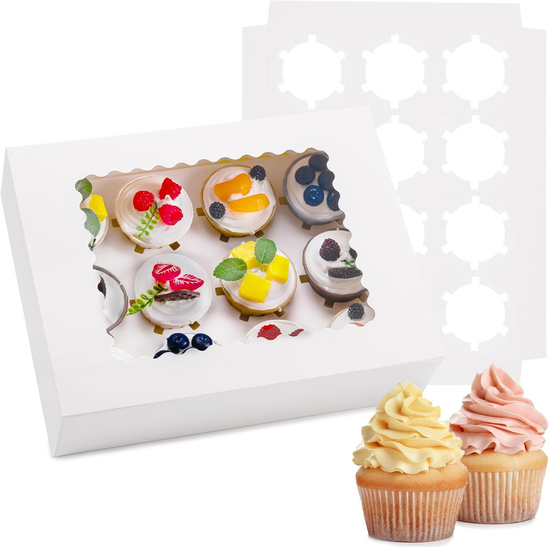 6PCS Cupcake Boxes - Hold 12 Count Cupcake Containers with Window, Food Grade Cu gallery