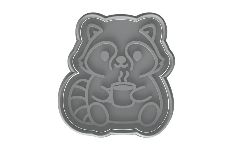 Kawaii Raccoon with Coffee Mug Cookie Cutter - 4x3.7" Fun Baking Design gallery