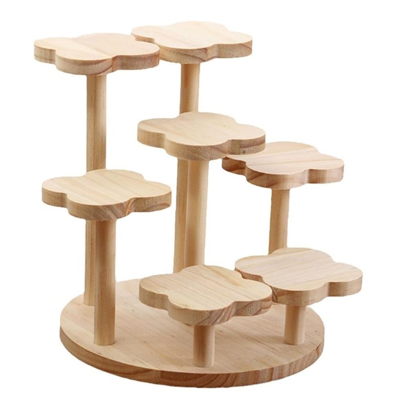 Wooden Multi Tier Storage Rack, Cupcake Stand with Tiered Tray Decor