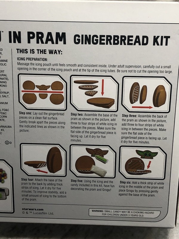 Star Wars The Mandalorian Grogu In Pram Gingerbread Kit. 5.8oz. 3 Cookies. gallery