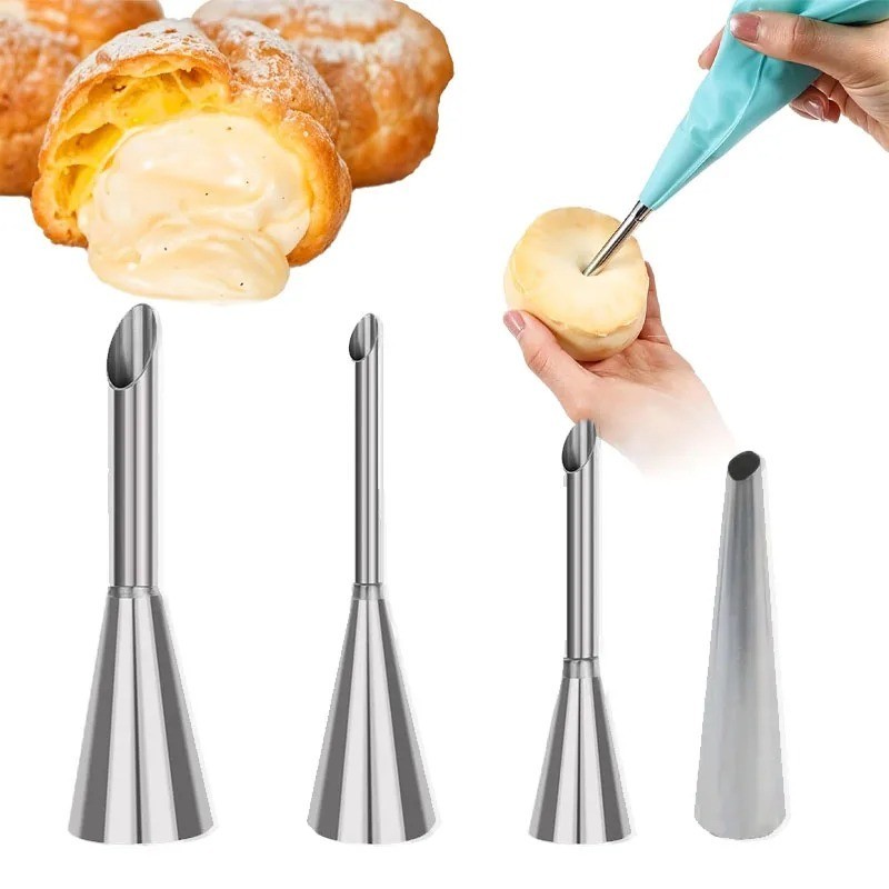 4PCS Puff Pastry Piping Nozzles Stainless Steel Cake Tips gallery