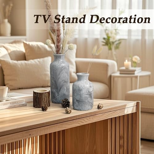 Resin 3 Piece Vase Set, Farmhouse Decor, Home Decorative Vase, Vases for Gray gallery