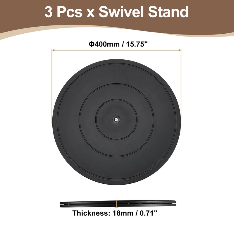 3Pcs 16inch Rotating Swivel Stand with Steel Ball Bearings for TV, Black gallery