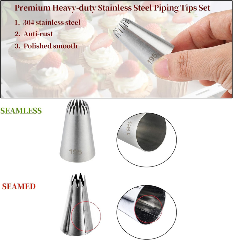 5PCS Large Piping Tips Set, Stainless Steel Cake Decorating Tips, Frosting Icin gallery