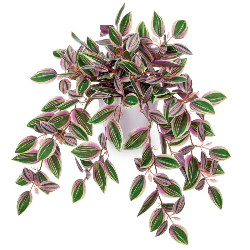 Briful Faux Potted Watermelon Peperomia Plant, 17.7″ Tall, Indoor/Outdoor Decor