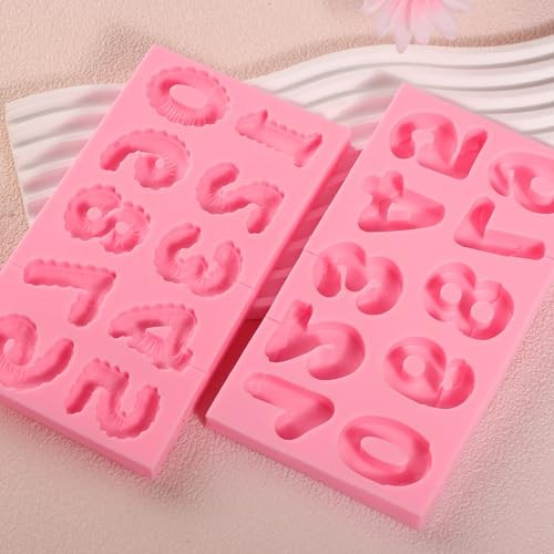 2pcs Large Luxury Silicone Number Molds 0-9, Chocolate Number Baking Molds, gallery