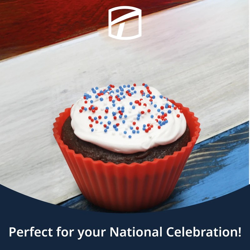 Trudeau Silicone 24 Count Standard Muffin Baking Cups, Red, White Blue Patriotic gallery