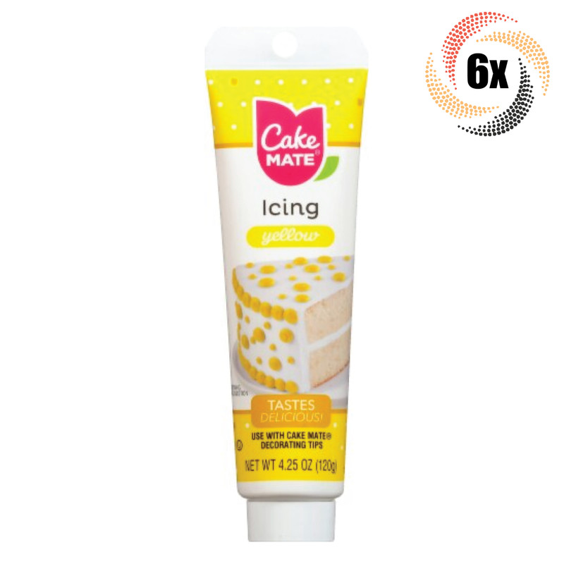 6x Tubes Cake Mate Decorating Icing | Yellow | 4.25oz | Tastes Delicious