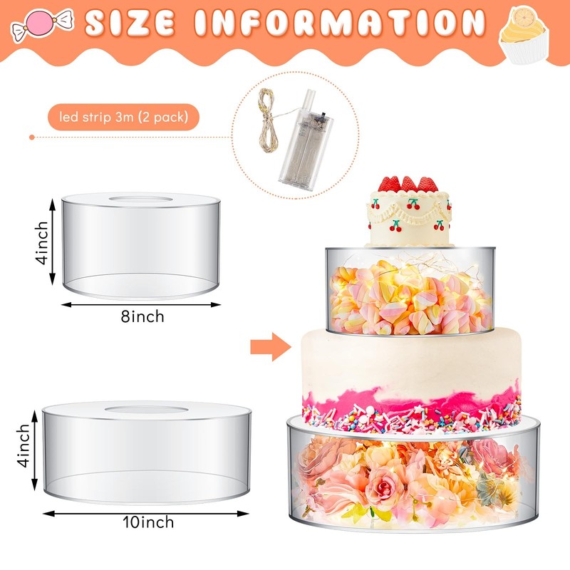 2 Pcs Acrylic Cake Stands for Dessert Table Clear Fillable Cake Riser Cupcake... gallery