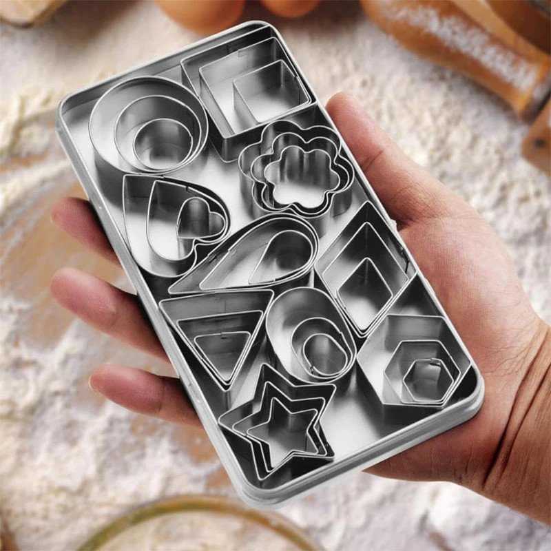 Cookie Cutter Set With Storage Box Geometry Mini Cookies Linzer Biscuit Baking M gallery