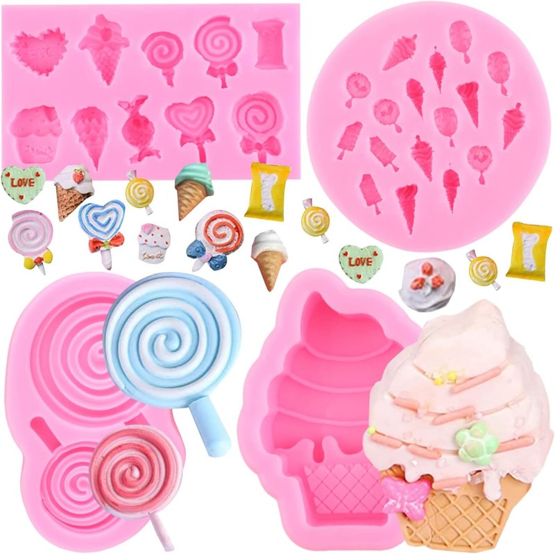 Ice Cream Silicone Molds Candyland Fondant Molds Lollipop Chocolate Mold