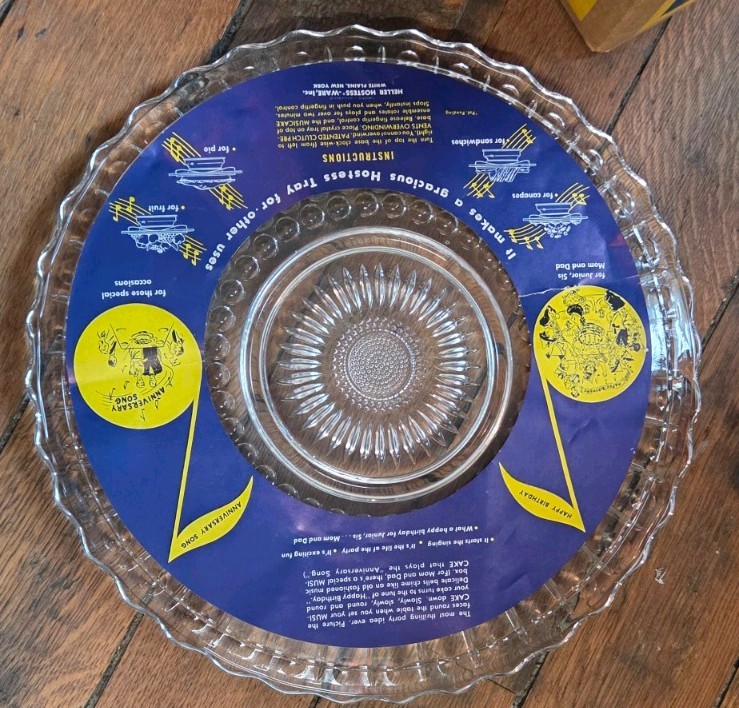Vintage Heller Hostess Ware Musicake Birthday Music Cake Plate With Box gallery
