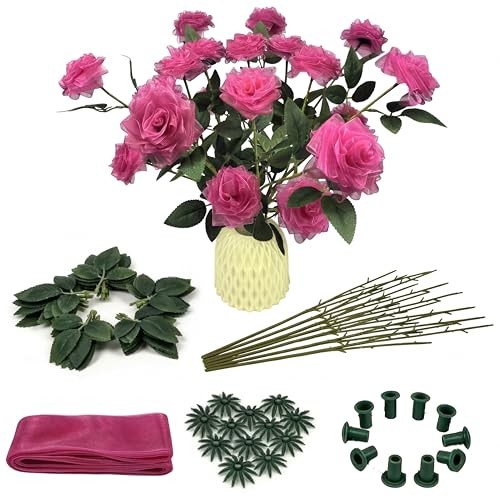 21PCS DIY Handmade Chiffon Ribbon Roses (Semi-Finished Product) - Rose Red gallery