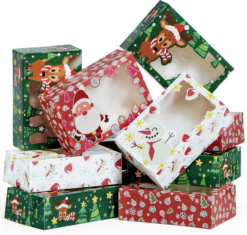 JOYIN 24 PCS Christmas Foil Treats Cookie Gift Boxes (8.75″ x 5.75″ x 2.75″)