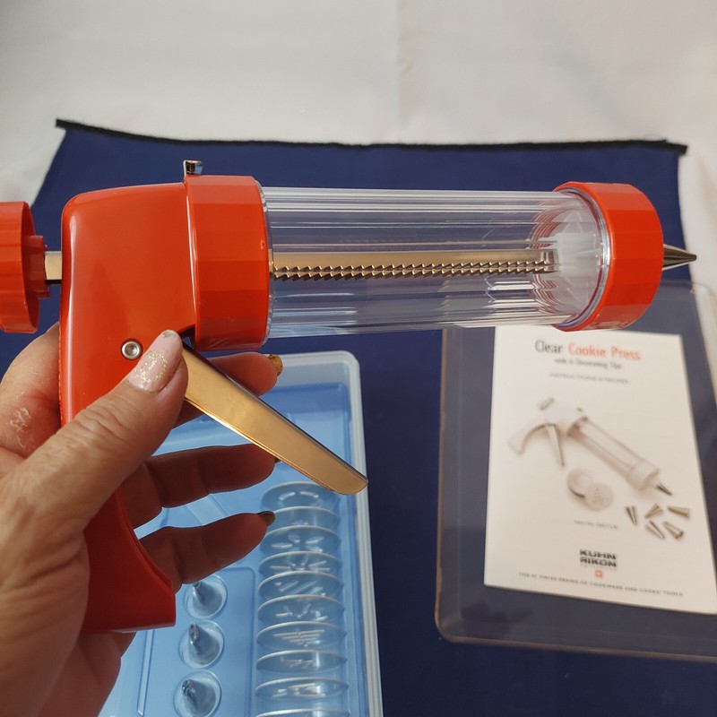 Kuhn Rikon Stainless Steel Cookie Press In Storage Box with 14 Molds 6 Tips New gallery
