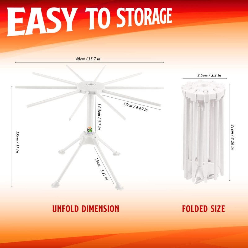 GOZIHA Kitchen Pasta Drying Rack | Make Homemade Fresh | White gallery