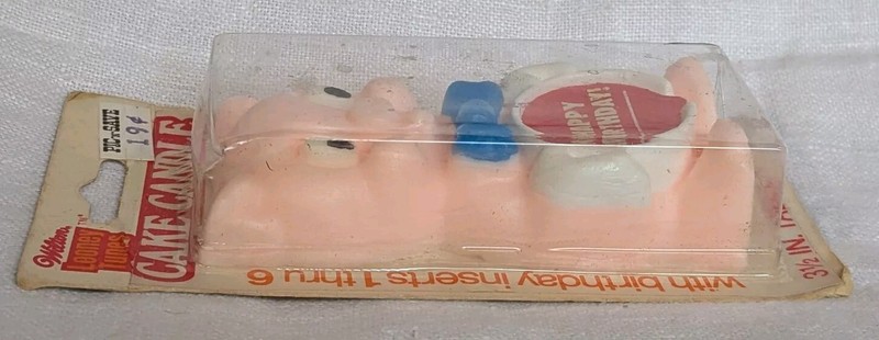 NOS 70s Looney Tunes Candle Cake Topper Happy Birthday Wilton Porky 1979 Vtg gallery