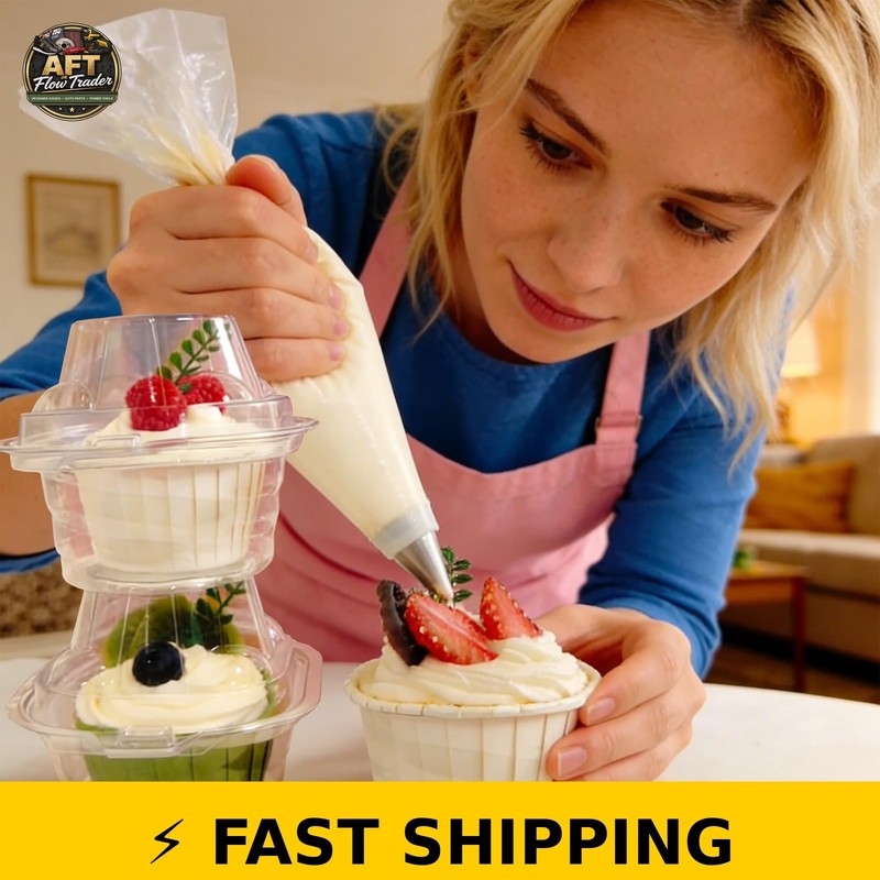 NPLUX 50 Pack Individual Cupcake Containers Plastic Holders gallery