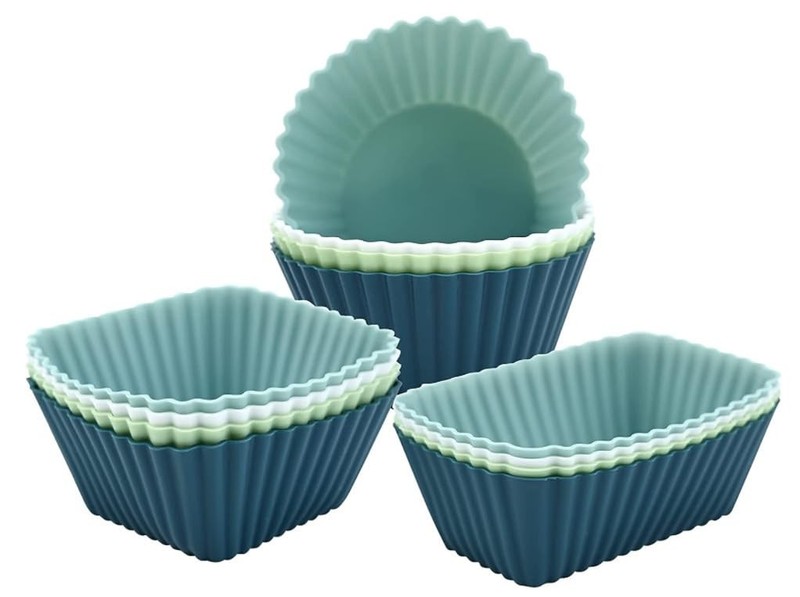 12pk Reusable Silicone Cupcake Liners 3 Shapes, BPA Free, Dishwasher Safe.