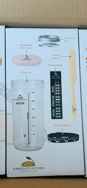 Gabrielle’s Kitchen Sourdough Starter Jar Kit Thermometer Spatula New Set