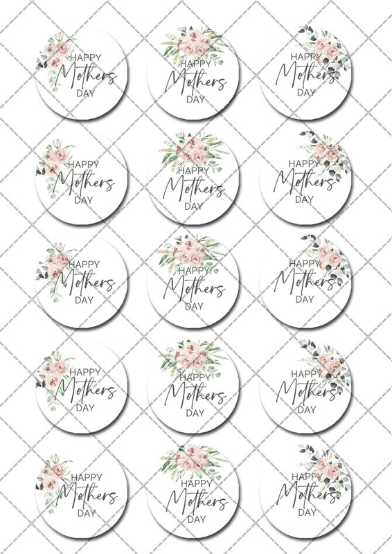 Happy Mothers Day Mum Pre-cut Edible Cupcake or Cookie Toppers gallery