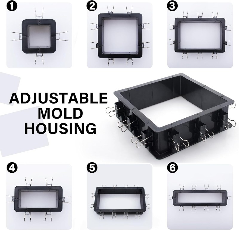 Adjustable Mold Housing Kit for Silicone Molds Making - Plastic Black gallery