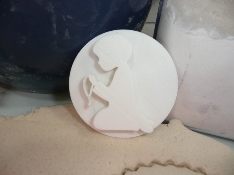BOY KNEELING IN PRAYER COMMUNION COOKIE STAMP EMBOSSER MADE IN USA PR5564 gallery