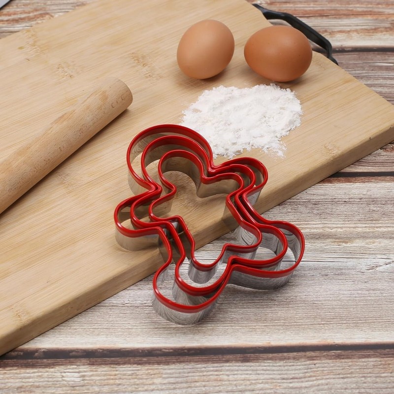 Gingerbread Man Cookie Cutters 3PCS, Stainless Steel Christmas Cookie Cutter Too gallery