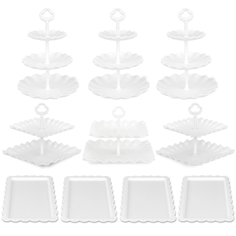 Pack of 11 Cake Stand Set, with 3 x Two-Tier and 3 x Three-Tier Cupcake Stand... gallery