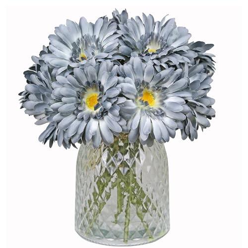 Artificial African Daisies Flowers African Daisy Silk Flowers 10pcs Grey