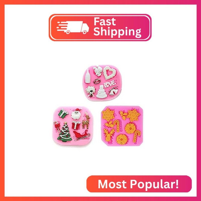 Christmas Love Peach Theme Silicone Mini Cake & Fondant Molds - Gummy, Sugar, Ch