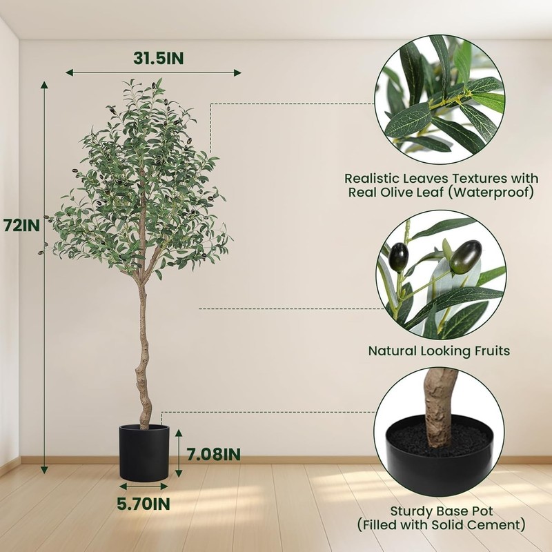Anting Artificial Olive Tree 6Ft Tall Fake Plant Planter-Olive Trees Artificial gallery