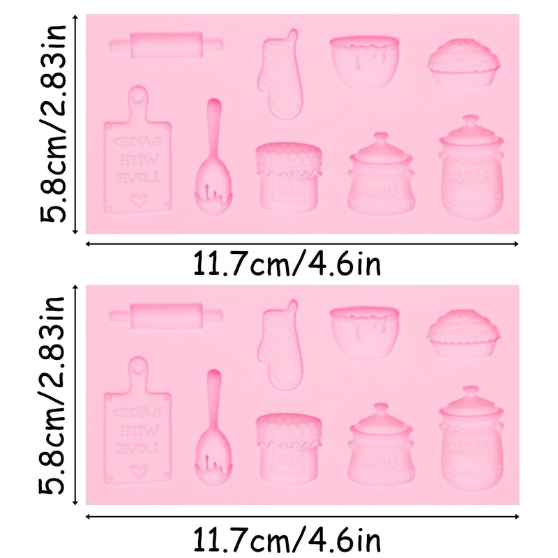 Kitchen Tool Silicone Mold 2 Pcs, Home Baking Fondant Mold Rolling Pin Oven G... gallery