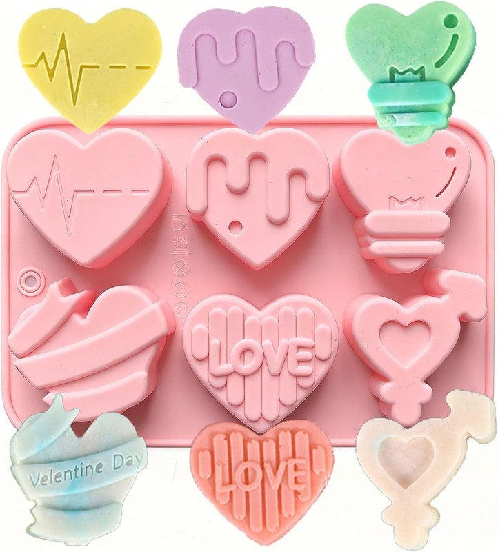 Heart Chocolate Silicone Molds Valentines Day Pink Hearts Candy Mold Soap Sweet