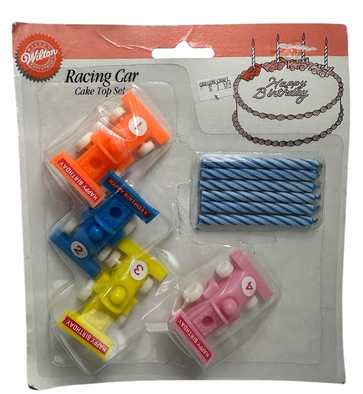 Wilton Racing Car Cake Top Set Birthday 1991 Race Car Vintage