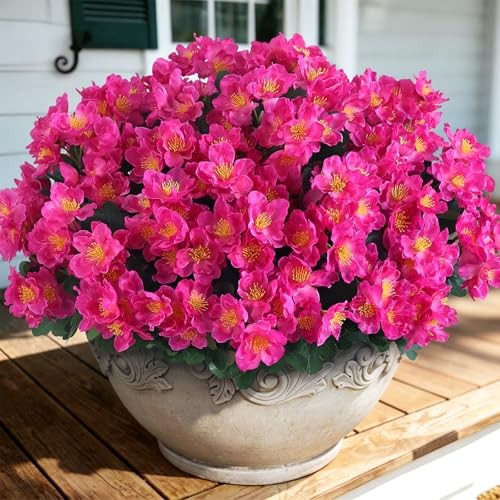 Bundles Artificial Camellia for Front Door Outside - Faux UV 8 Rose Red gallery