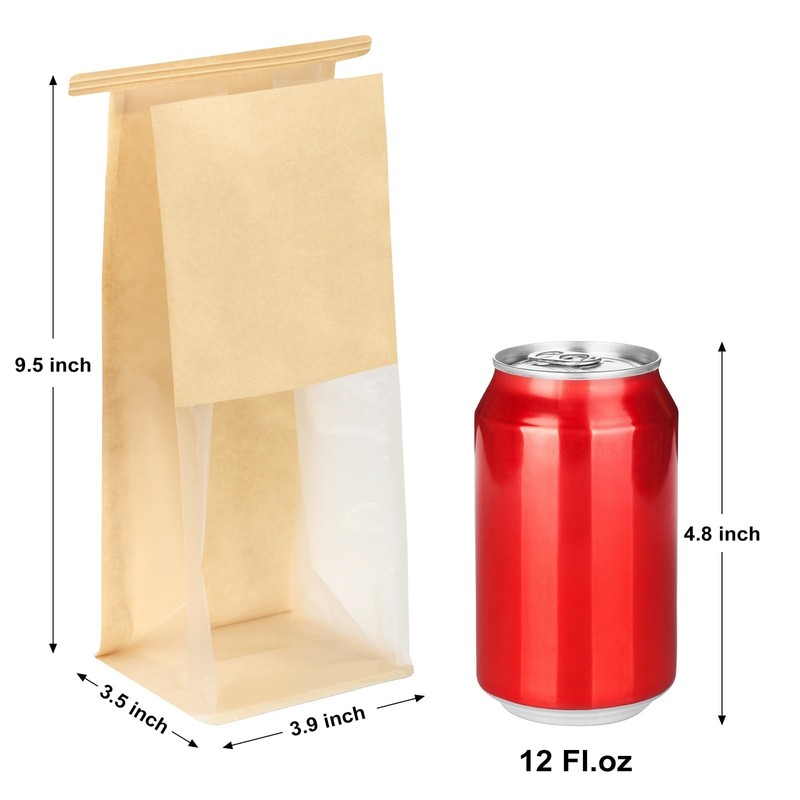 Ohuimrt 50 PCS Small Bakery Bags with Windows, 3.9 x 3.5 x 9.5 Inch, Brown gallery