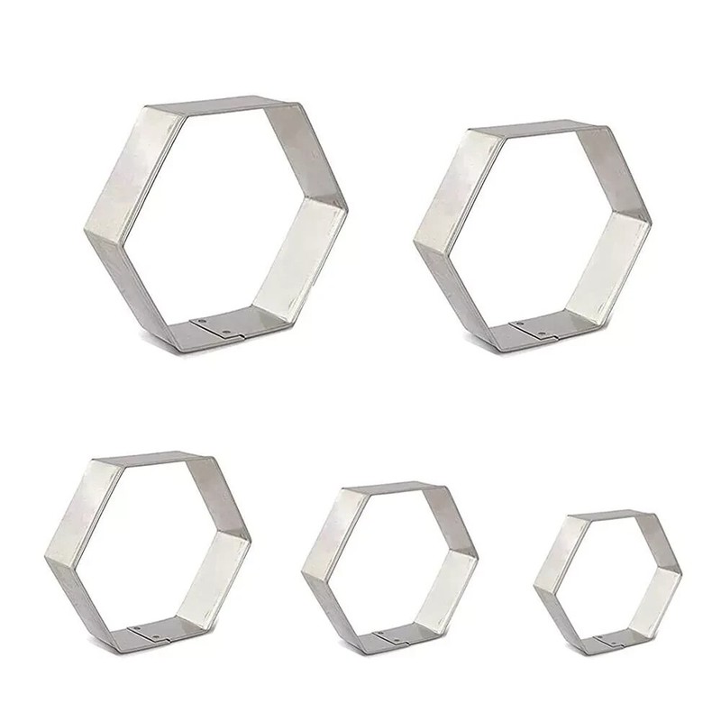 5 Pieces Assorted Sizes Hexagon Shapes Biscuits Cookie Cutter Set For Biscuits C