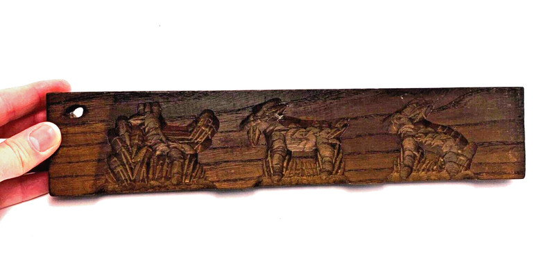 Antique Hand Carved Wood Springerle Cookie Mold Board Primitive goat fox rabbit