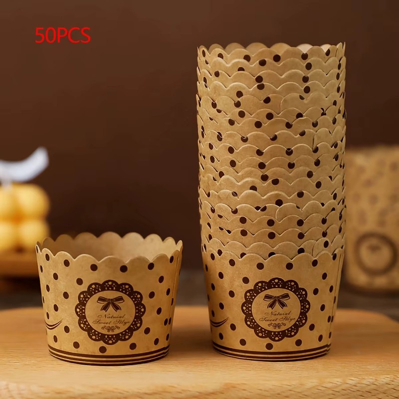 50pcs, Cake Baking Cup, Cupcake Moulds Paper, Mousse Cupwith Cover Baking gallery