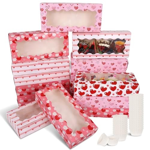 CIEOVO 24 Pcs Valentine's Day Treat Boxes with Window Cookies Boxes B-Valentine gallery