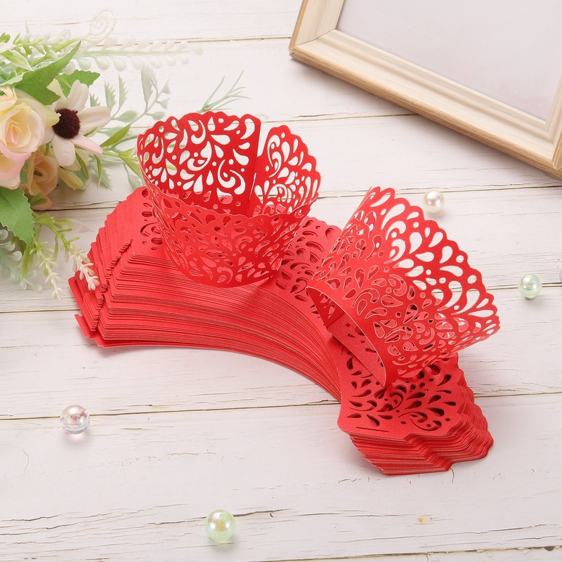 50 Pcs Cupcake Wrapper for Decoration Baking Red (Water Drop, Pearlescent Paper) gallery