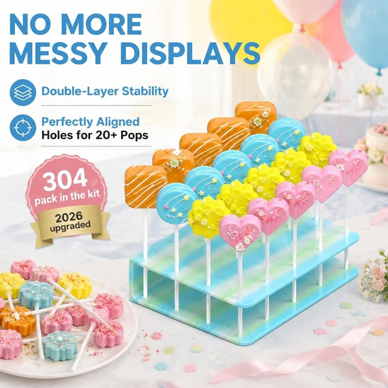 6 Shapes Cake Pop Mold Set with 7.88 Inch Tray, Cake Pop Cutter Kit with Cake... gallery