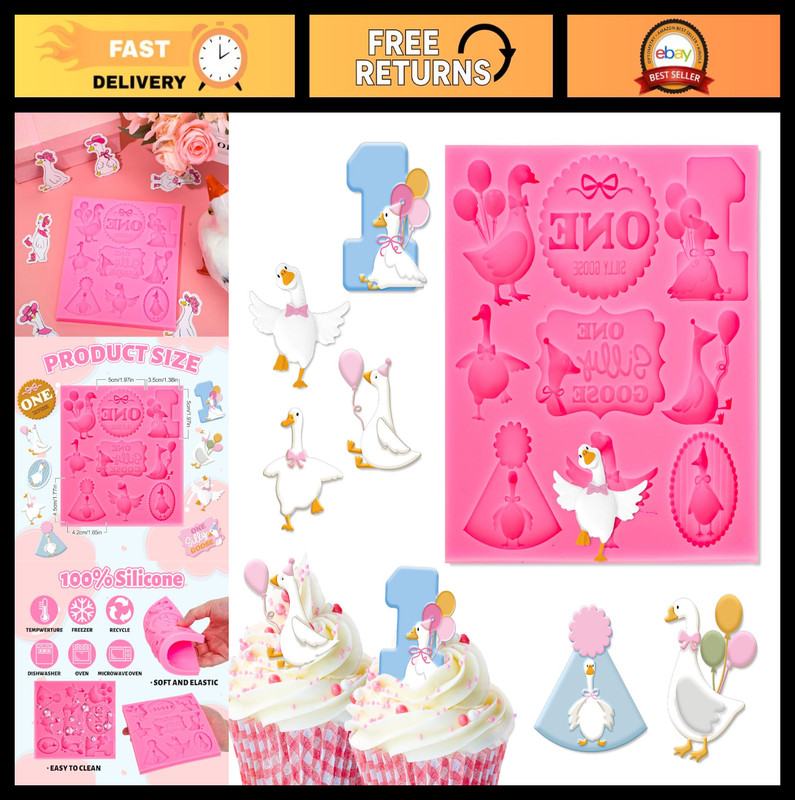 Silly Goose Birthday Fondant Molds – Funny Silicone Molds for Baking & Crafts
