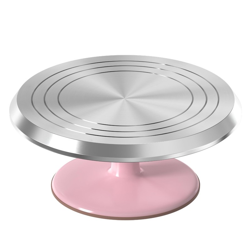 12" Pink Aluminum Alloy Revolving Cake Stand - Perfect for Cake Decorating & Dis gallery