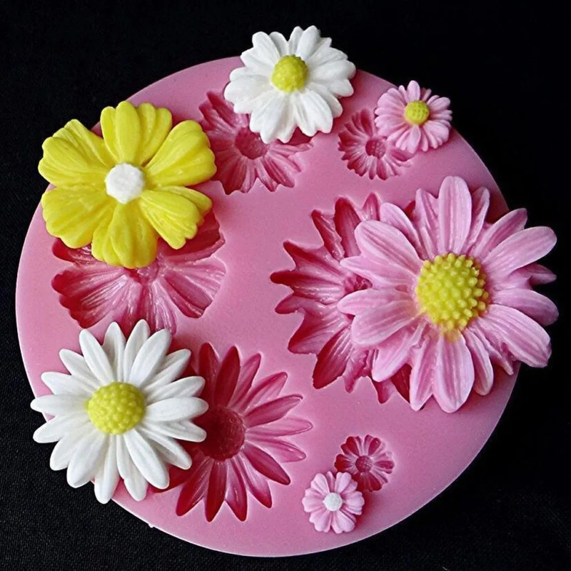 3D Silicone Chrysanthemum Sunflower Flowers Chocolate Party Cake Decoration DIY gallery