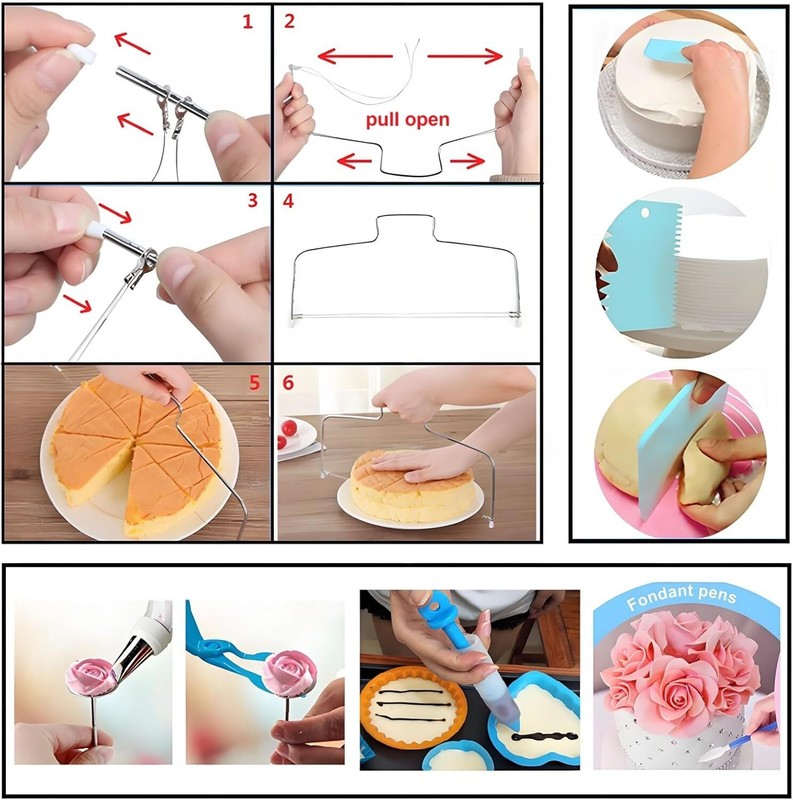 357 Pcs Cake Decorating Kit,with Aluminium Alloy Cake Turntable,48 Numbered gallery
