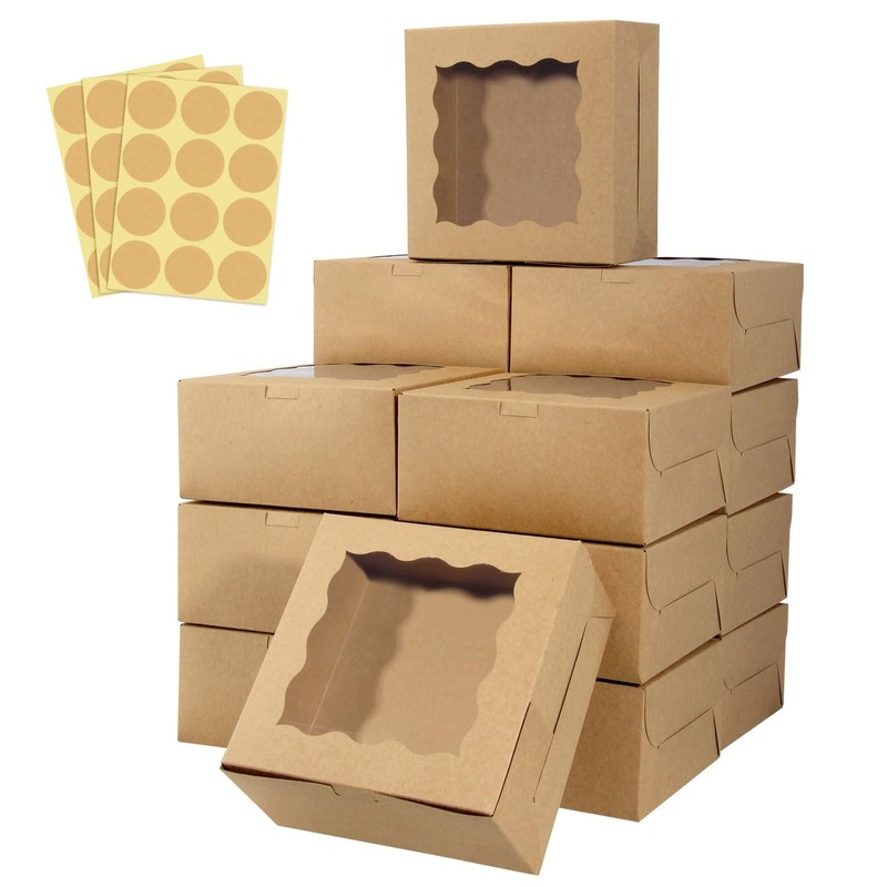 60 Pcs Bakery Boxes with Window - 6x6x3 Kraft Cookie & Pastry Boxes for Treats gallery