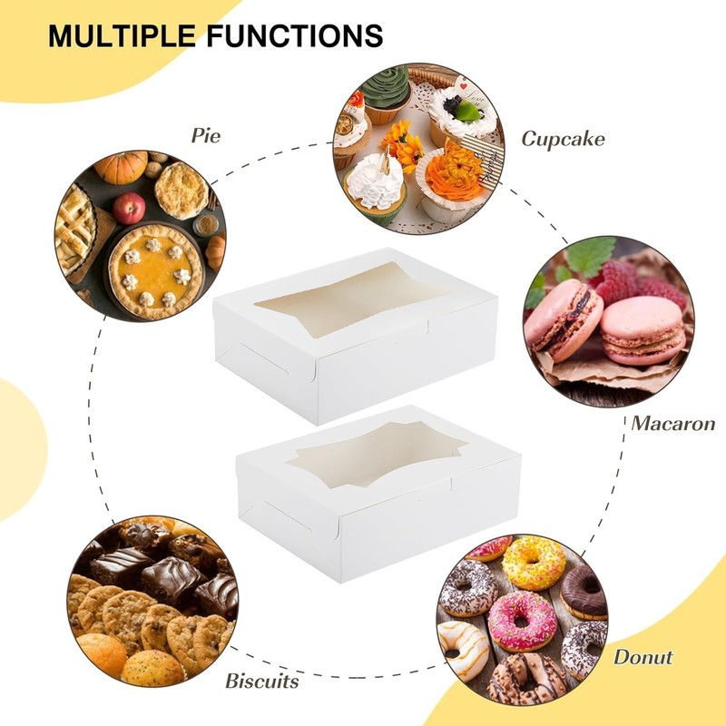 Sturdy 50-Pack Bakery Boxes with Window - Perfect for Treats and Baked Goods gallery